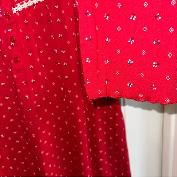 Celestial dreams VTG modest red long sleeve midi night gown, women, XL - Picture 6 of 12